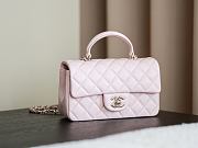Colestore Chanel Classic Mini Top Handle Bag in Lambskin & Gold-Tone Metal, Light Pink 20x13x9cm - 3