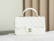 Colestore Chanel Classic Mini Top Handle Bag in Lambskin & Gold-Tone Metal, White 20x13x9cm - 1