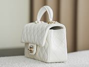 Colestore Chanel Classic Mini Top Handle Bag in Lambskin & Gold-Tone Metal, White 20x13x9cm - 3
