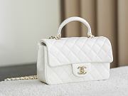 Colestore Chanel Classic Mini Top Handle Bag in Lambskin & Gold-Tone Metal, White 20x13x9cm - 5