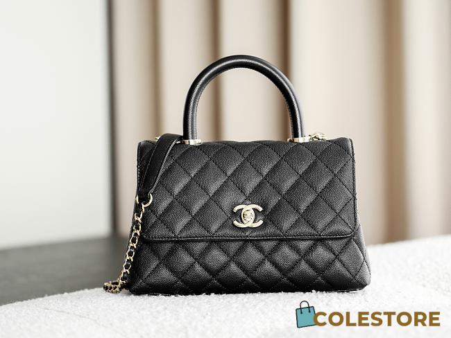 Colestore Chanel Black Quilted Caviar Mini Coco Top Handle Bag 24x14x9cm - 1