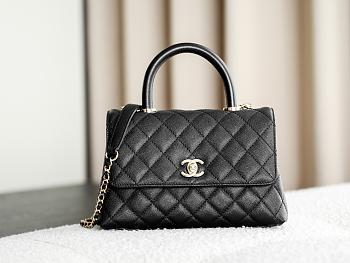 Colestore Chanel Black Quilted Caviar Mini Coco Top Handle Bag 24x14x9cm