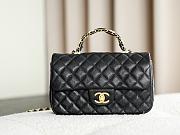 Colestore Chanel Top Handle Flap Bag in Grained Calfskin & Gold-Tone Metal, Black 13.5x22.5x6cm - 1