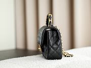 Colestore Chanel Top Handle Flap Bag in Grained Calfskin & Gold-Tone Metal, Black 13.5x22.5x6cm - 5