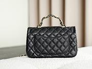 Colestore Chanel Top Handle Flap Bag in Grained Calfskin & Gold-Tone Metal, Black 13.5x22.5x6cm - 4