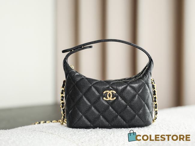 Colestore Chanel Classic Clutch with shoulder strap Calfskin & Gold-Plated Metal Black - 1