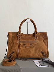 Colestore Balenciaga Women's Le City Bag Medium in Camel Suede Calfskin, Brass Hardware 38.5×24×13.5cm - 1