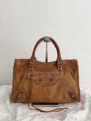 Colestore Balenciaga Women's Le City Bag Medium in Camel Suede Calfskin, Brass Hardware 38.5×24×13.5cm - 6