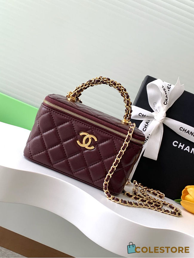 Colestore Chanel Long vanity bag with shoulder strap Lambskin  & gold-plated metal  9.5x17x8cm - 1