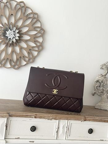 	 Colestore Chanel Oversized CC Flap Bag In Lambskin Brown 33x11x23cm