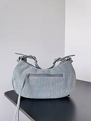 Colestore Balenciaga Women's Le Cagole Shoulder Bag Small With Rhinestones in Blue Washed and Frayed Denim 33x16x8.4cm - 6