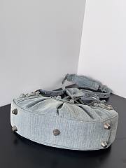 Colestore Balenciaga Women's Le Cagole Shoulder Bag Small With Rhinestones in Blue Washed and Frayed Denim 33x16x8.4cm - 3