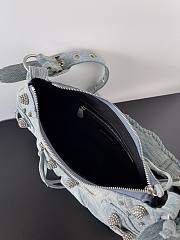 Colestore Balenciaga Women's Le Cagole Shoulder Bag Small With Rhinestones in Blue Washed and Frayed Denim 33x16x8.4cm - 4