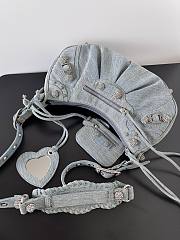 Colestore Balenciaga Women's Le Cagole Shoulder Bag Small With Rhinestones in Blue Washed and Frayed Denim 33x16x8.4cm - 2
