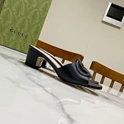 Colestore Gucci Women's Slide Sandal with Interlocking G Black Leather - 2