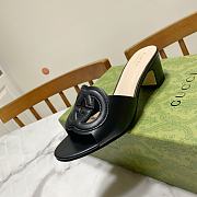 Colestore Gucci Women's Slide Sandal with Interlocking G Black Leather - 6