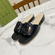 Colestore Gucci Slide Sandal with Interlocking G Black Leather - 1