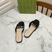 Colestore Gucci Slide Sandal with Interlocking G Black Leather - 6