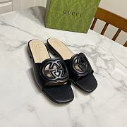 Colestore Gucci Slide Sandal with Interlocking G Black Leather - 5
