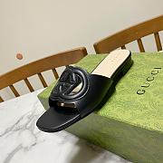 Colestore Gucci Slide Sandal with Interlocking G Black Leather - 3