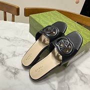 Colestore Gucci Slide Sandal with Interlocking G Black Leather - 4