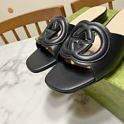 Colestore Gucci Slide Sandal with Interlocking G Black Leather - 2