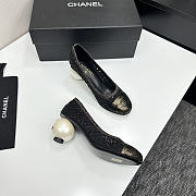 Colestore Chanel Embellished Mesh Pumps With Signature Pearl Heel Black/Gold - 2