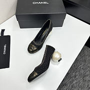 Colestore Chanel Embellished Mesh Pumps With Signature Pearl Heel Black/Gold - 4