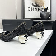 Colestore Chanel Embellished Mesh Pumps With Signature Pearl Heel Black/Gold - 5
