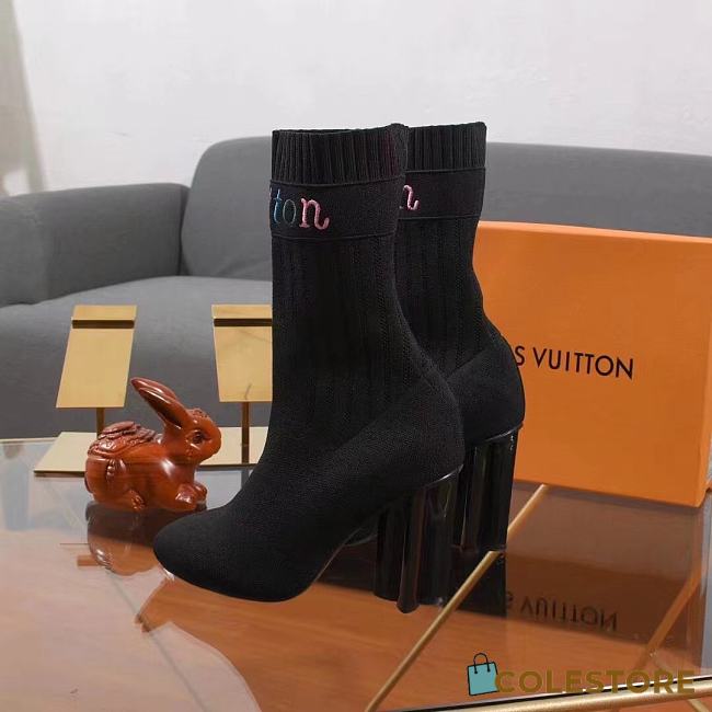 Colestore Louis Vuitton Silhouette Line Knit Ankle Boots 10cm - 1