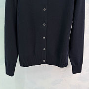 Colestore  Miu Miu Navy Cashmere Cardigan With Embroidered Poplin collar - 6