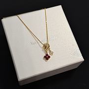Colestore Van Cleef & Arpels Lucky Alhambra Double Motif Pendant In Yellow Gold With Ruby And Diamond - 5