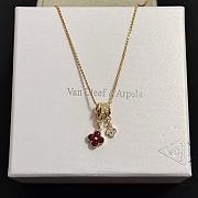 Colestore Van Cleef & Arpels Lucky Alhambra Double Motif Pendant In Yellow Gold With Ruby And Diamond - 3