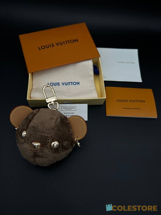 Colestore Louis Vuitton Monogram World Tour Fur Mouse Bag Charm & Key Holder Brown - 1