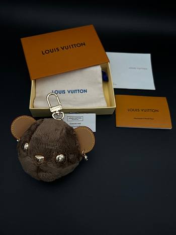Colestore Louis Vuitton Monogram World Tour Fur Mouse Bag Charm & Key Holder Brown