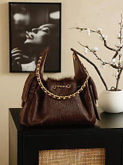 Colestore Chanel 25 Small Handbag Faux Fur Drawstring Shoulder Bag With CC Chain Brown 30x26x14cm - 2