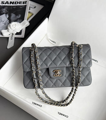 Colestore Chanel Classic Mini Flap Bag In Dark Grey Caviar With Light Gold-Tone Hardware 20cm