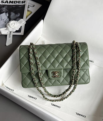 Colestore Chanel Classic Mini Flap Bag In Dark Green Caviar With Light Gold-Tone Hardware 20cm