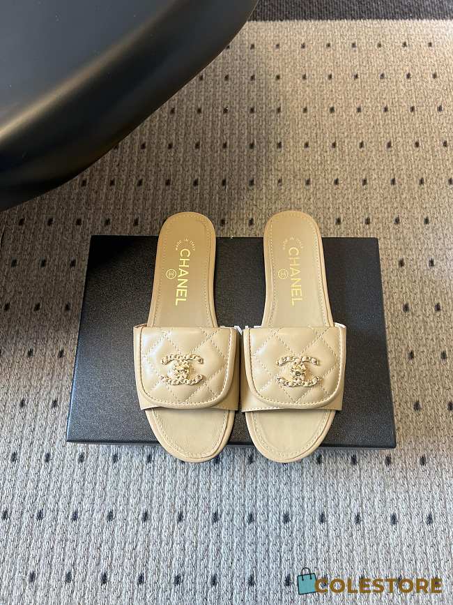 Colestore Chanel Mules Shiny Calfskin  Beige - 1