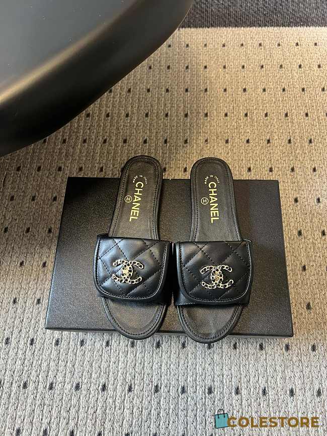 Colestore Chanel Mules Shiny Calfskin  Black - 1