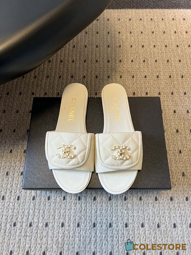 Colestore Chanel Mules Cotton  Beige - 1