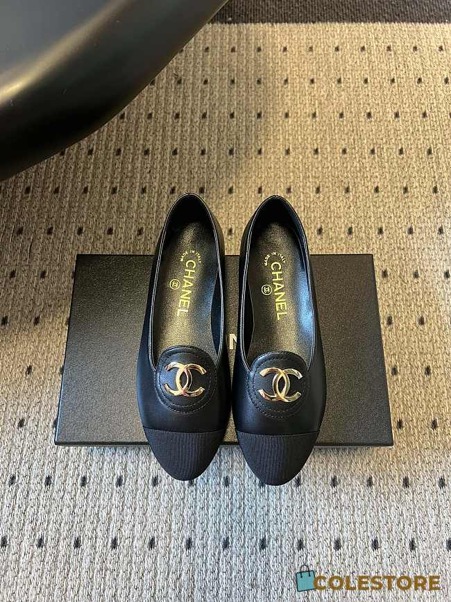 Colestore Chanel Moccasins Calfskin & Grosgrain Black  - 1