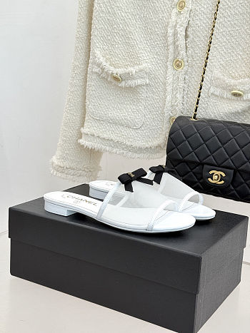 Colestore Chanel Mules Mesh White & Black