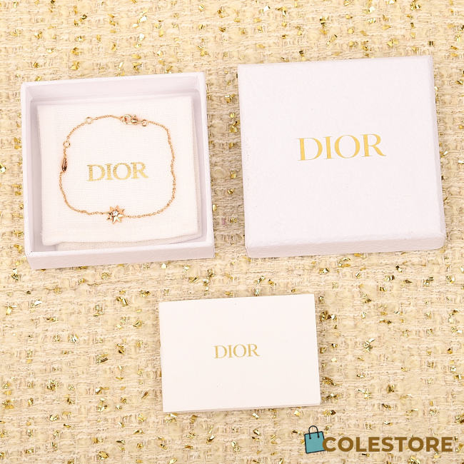 Colestore Dior Star Pendant Chain Bracelet In Rose Gold With Crystal Detail - 1