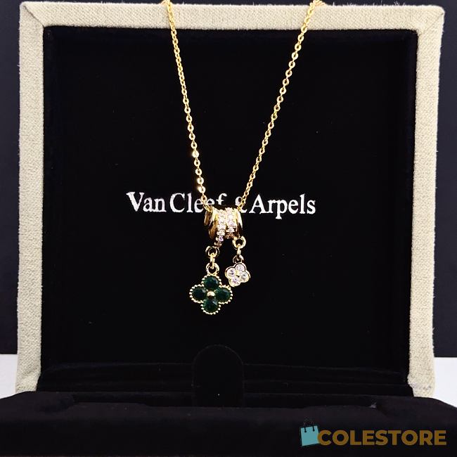 Colestore Van Cleef & Arpels Alhambra Pendant Necklace With Double Clover Charms Green Malachite - 1
