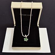 Colestore Van Cleef & Arpels Diamond Tennis Necklace With Alhambra Clover Pendant – Green Malachite - 1