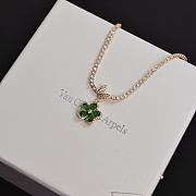 Colestore Van Cleef & Arpels Diamond Tennis Necklace With Alhambra Clover Pendant – Green Malachite - 6