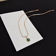 Colestore Van Cleef & Arpels Diamond Tennis Necklace With Alhambra Clover Pendant – Green Malachite - 4