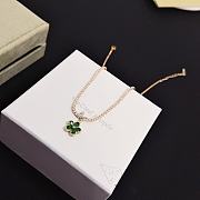 Colestore Van Cleef & Arpels Diamond Tennis Necklace With Alhambra Clover Pendant – Green Malachite - 2