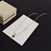Colestore Van Cleef & Arpels Diamond Tennis Necklace With Alhambra Clover Pendant – Green Malachite - 3